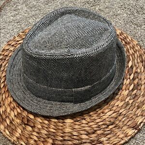 Concept One Herringbone Fedora Hat Black/White Unisex Mens/Womens